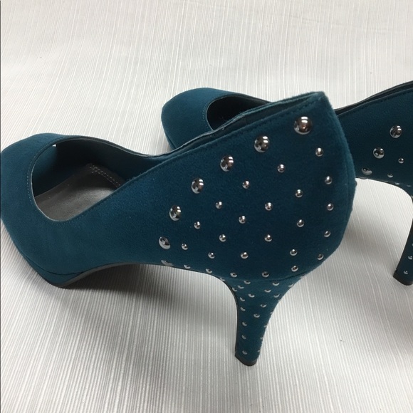 IMPO Exciting Peep Toe Teal Color Heels - Picture 3 of 8